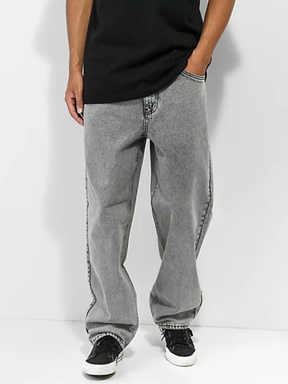 Empyre Scramble Grey Wash Loose Fit Skate Jeans, 32